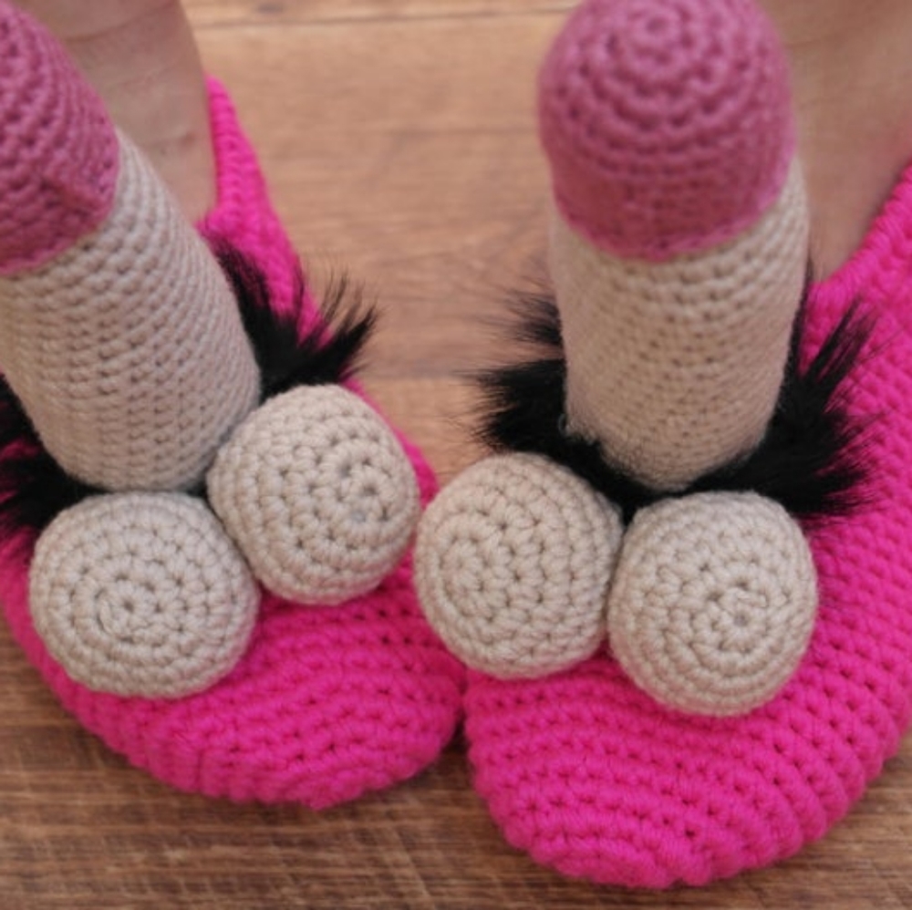 Crocheted Men-italia Slippers Size L because duh